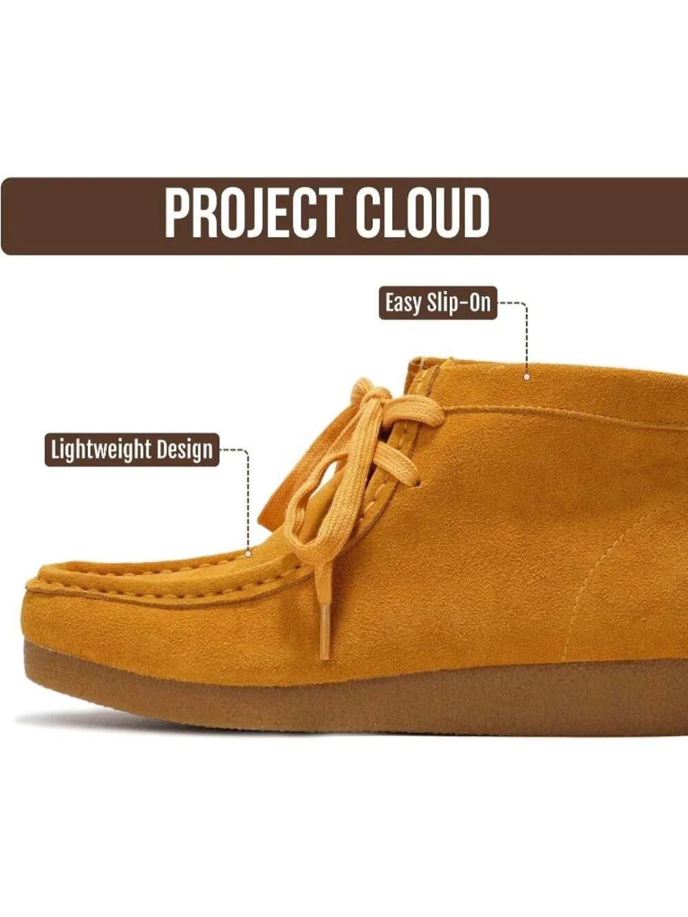 Women's Mustard Genuine Leather Comfortable Non-Slip Memory Foam Ankle & Booties